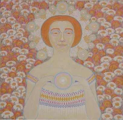 Evard_André_Frau_im_Blumenfeld_Öl_auf_Hartfaserplatte_34,5x34,5cm_1912_JM1502