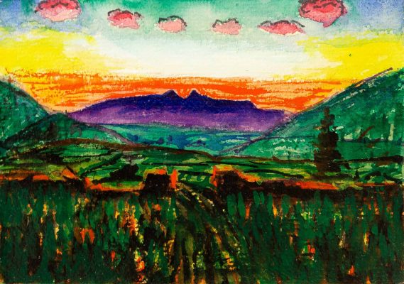 JM2001_André Evard_Landschaft mit violettem Berg_1953_10,5x14,9cm_FRANK RAPP 3