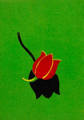 JM2023_André Evard_Rote Tulpe mit Schatten auf grünem Grund_1939_10x14cm_FRANK RAPP3