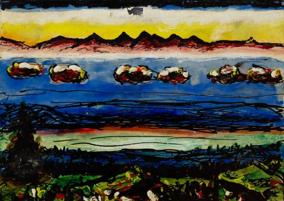 JM2228_André Evard_Dunkle Wolken vor blau-roten Bergen_1962_10,5x14,8cm_FRANK RAPP3