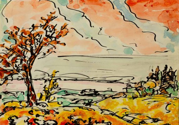 JM2230_André Evard_Landschaft mit Baum rotem Himmel_o.D._10,5x14,7cm_FRANK RAPP1