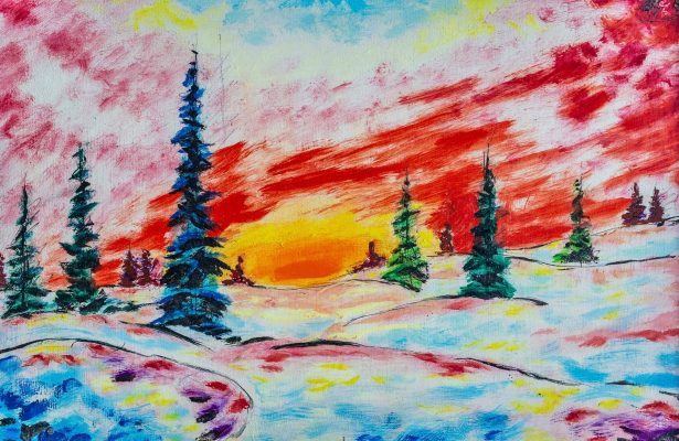 JM2473_André Evard_Winter landscape with sunset_1916_58,5x45cm