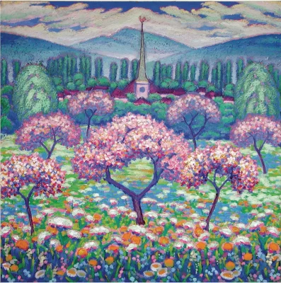 Cherry Blossoms and Church