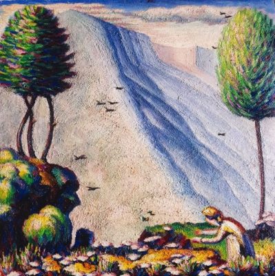 Landschaft, Vogel, Mädchen