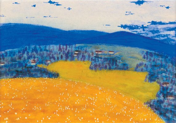 Landschaft in blau und gelb