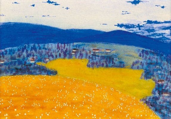 MF020_Evard_Andre_Landschaft_in_Blau_und_Gelb_Aquarell_auf_Papier_8x115cm_1908-1