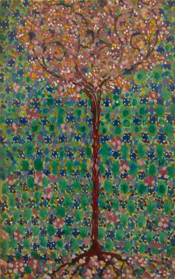 MF057_André Evard_Pink tree with green background_1908_41x51,5cm