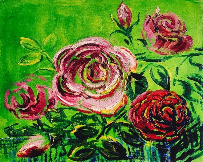 Rosen auf grünem Grund