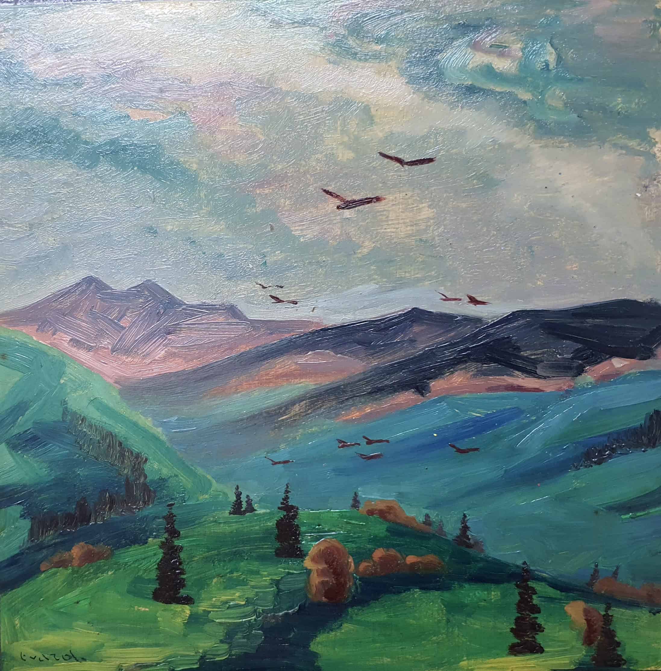 JM1871_André Evard_Landscape,Mountain,Bird_1917_41,5x41