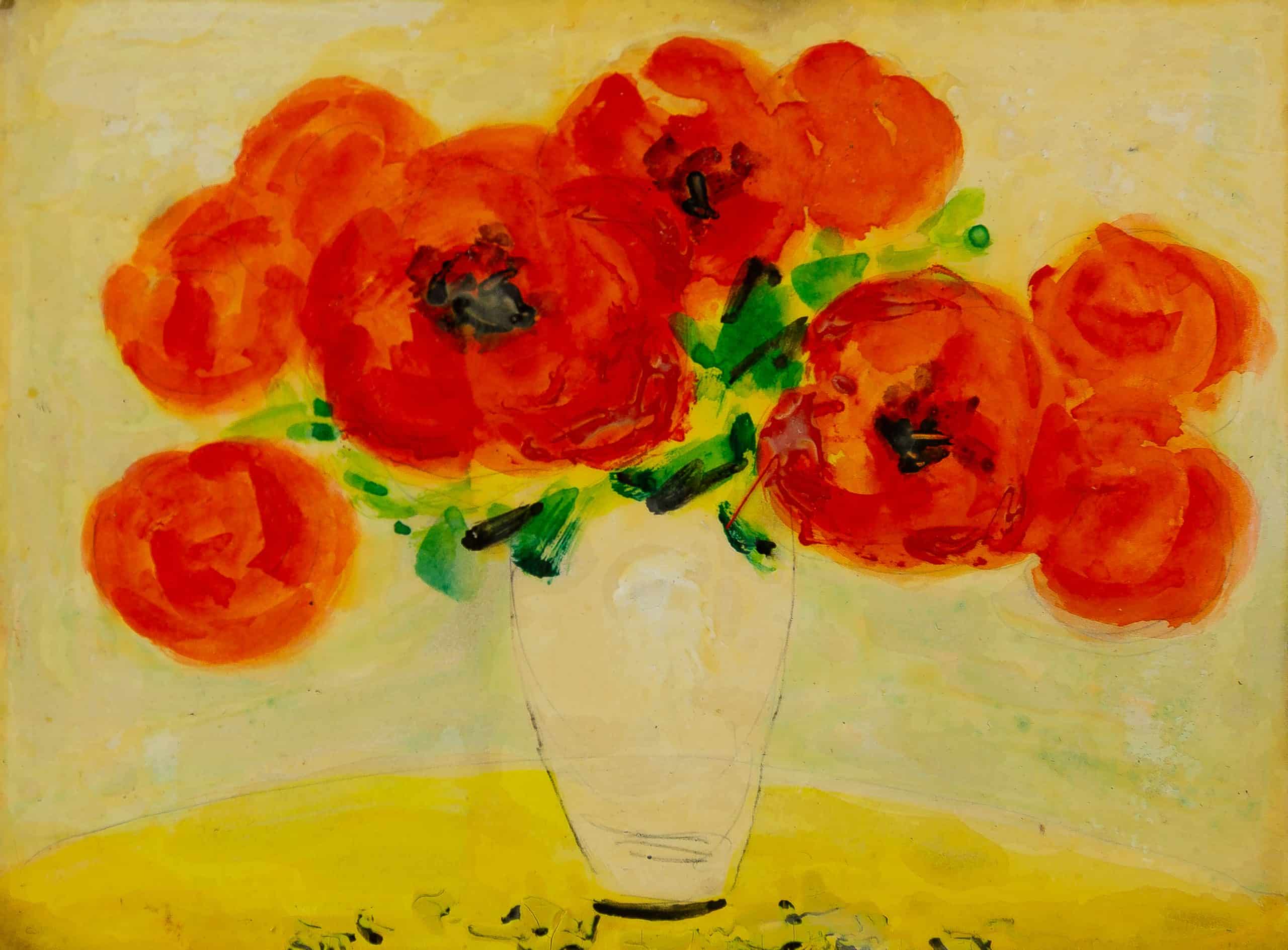 JM2211_André Evard_Mohnblumen in Vase auf gelbem Tisch_1948_10,5x14,2cm_FRANK RAPP2