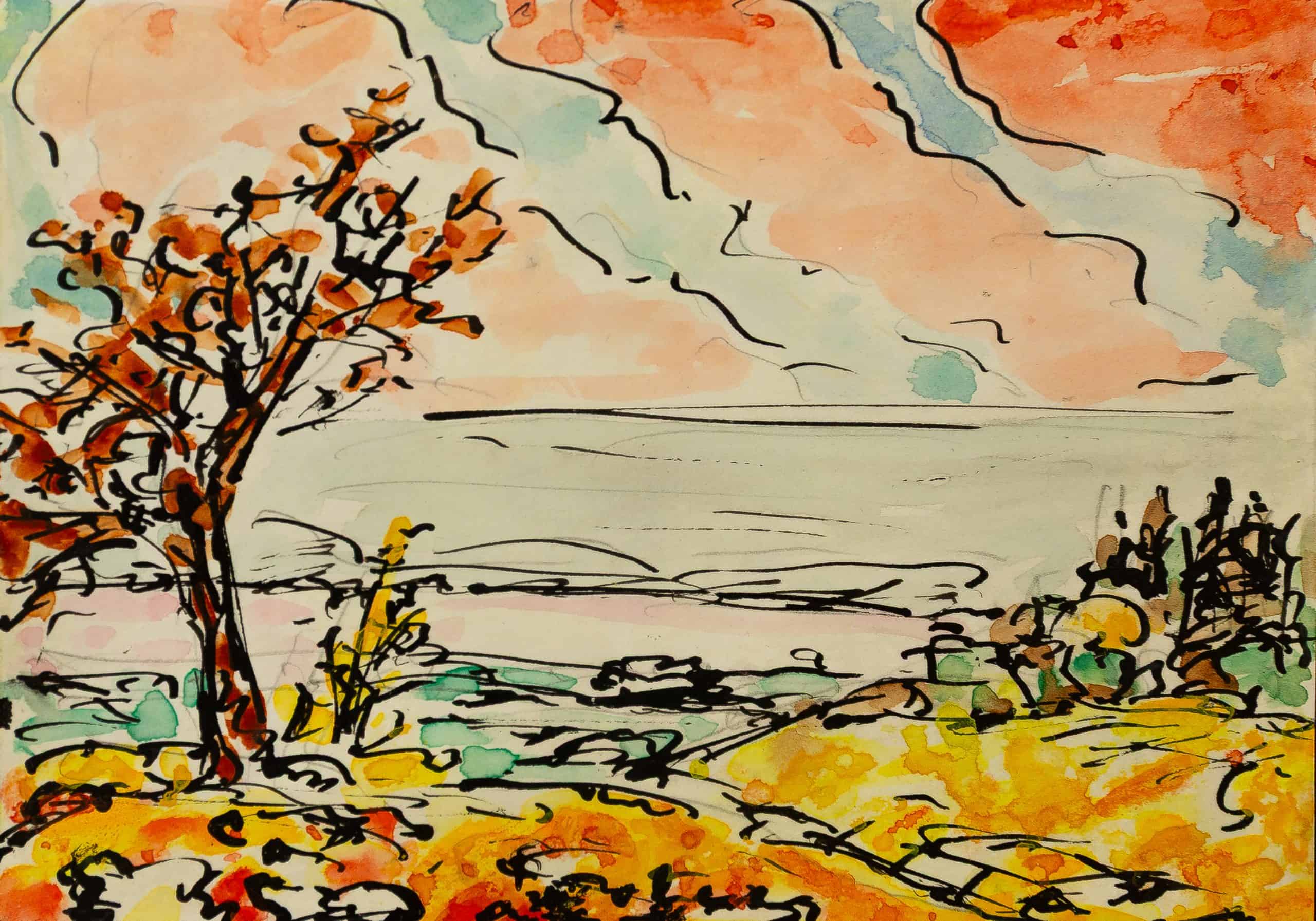 JM2230_André Evard_Landschaft mit Baum rotem Himmel_o.D._10,5x14,7cm_FRANK RAPP1