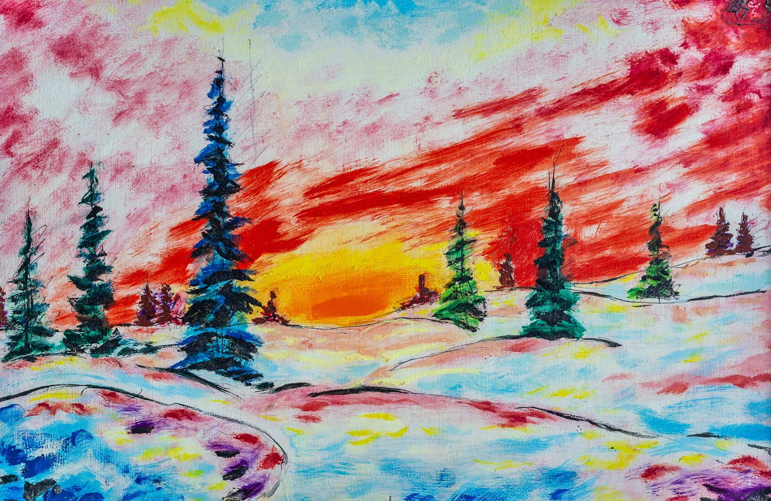 JM2473_André Evard_Winter landscape with sunset_1916_58,5x45cm