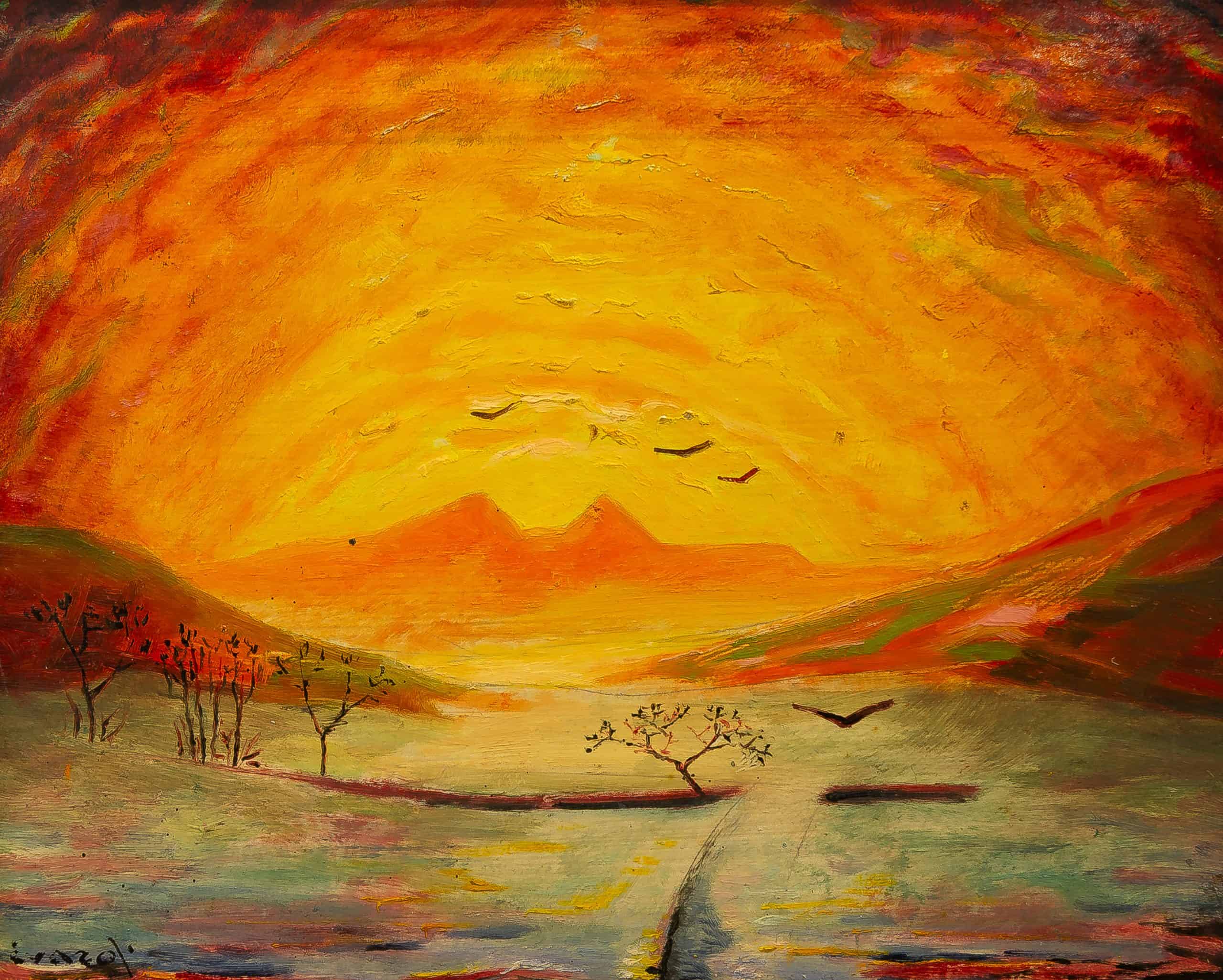 JM2494_André Evard_Sonnenuntergang mit kahlen Bäumen_1918_22x27cm_FRANK RAPP 3
