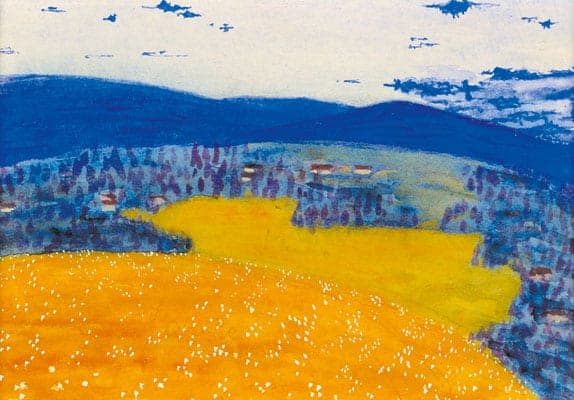 MF020_Evard_Andre_Landschaft_in_Blau_und_Gelb_Aquarell_auf_Papier_8x115cm_1908-1
