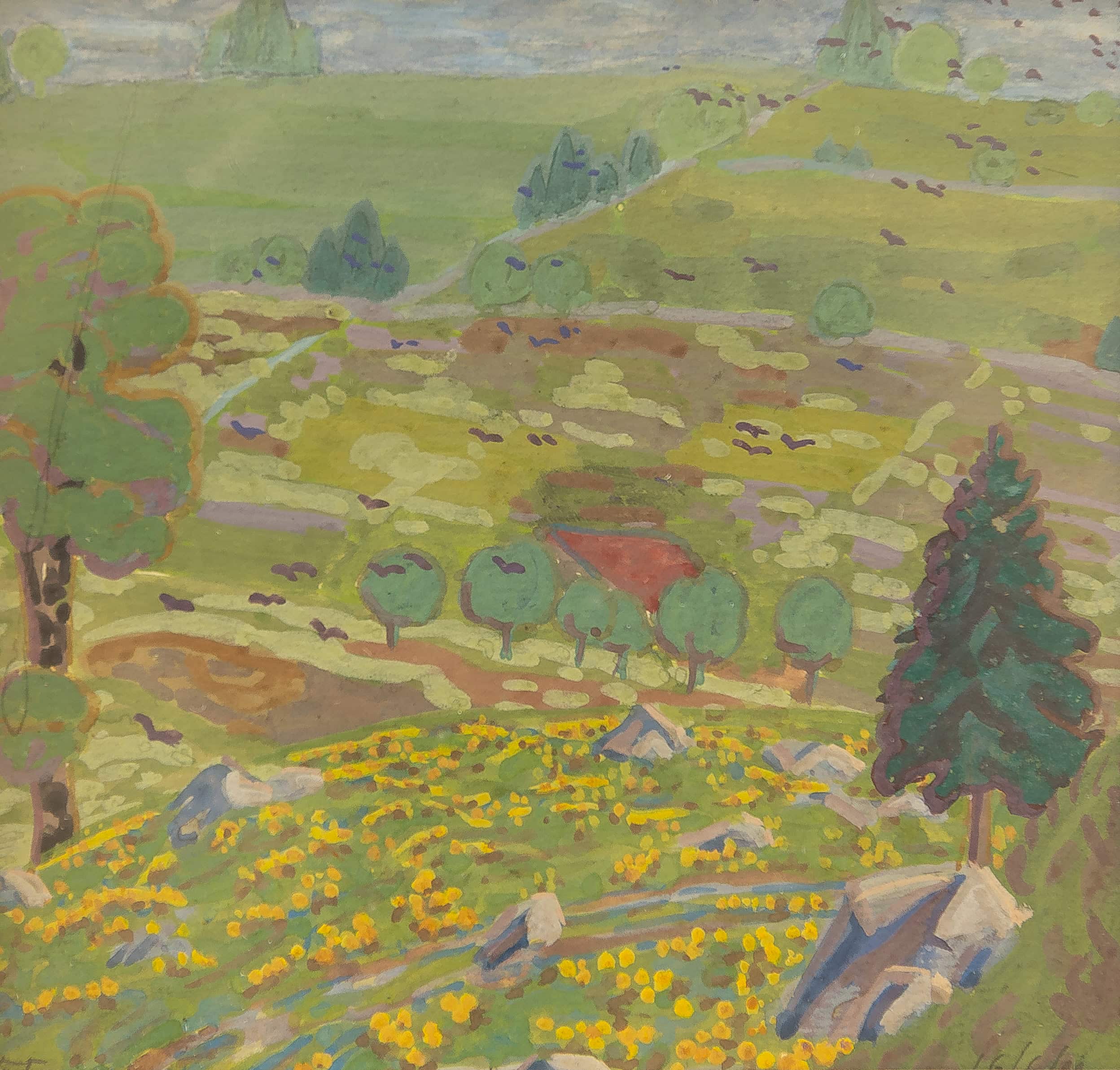 MF055_André Evard_Landschaft mit grüner Tanne_1960-9,2x9,5cm_FRANK RAPP 3