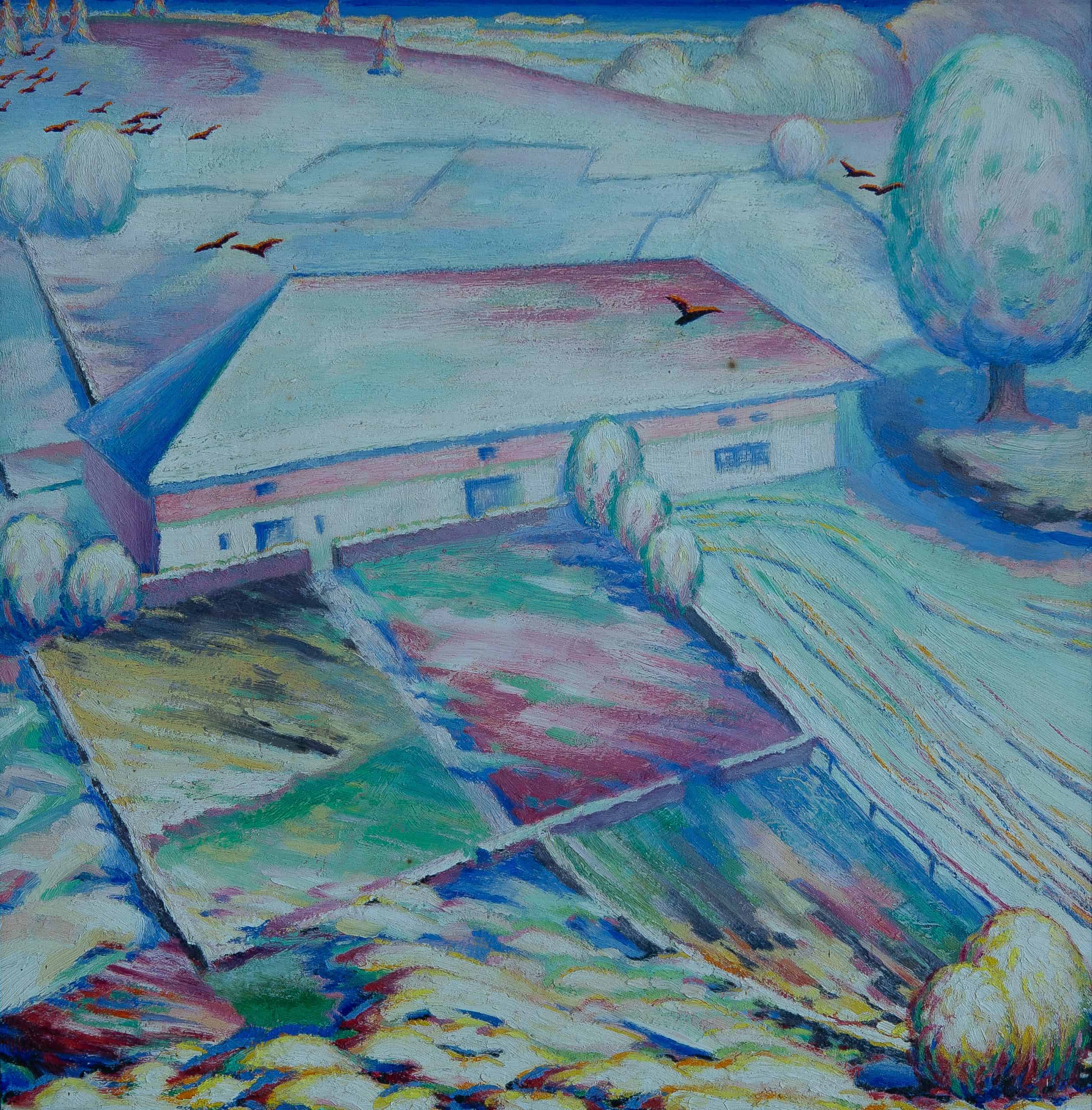 MF406_André Evard_Landschaft mit Haus und Bäumen_69x70,5cm_RAPP1
